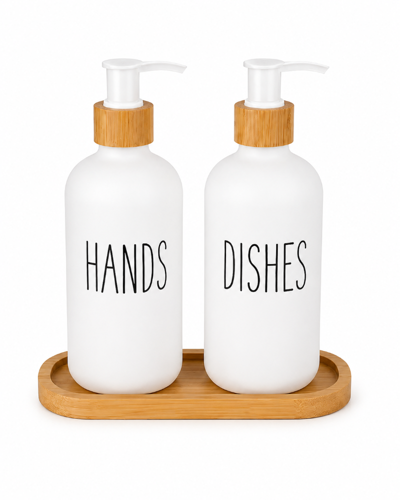 Set Dispensers Accesorios X 3 Baño Shampoo Jabon, Bandeja