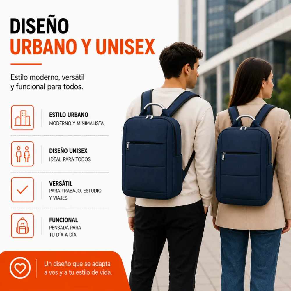 Mochila Urbana Porta Termo y Notebook reforzada impermeable