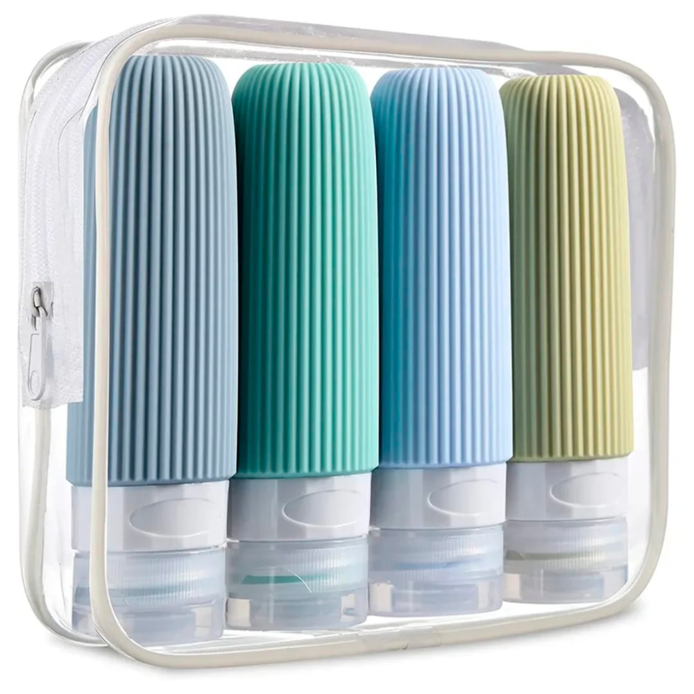 Neceser De Viaje Set De Botellas Contenedores Silicona 90ml Beige