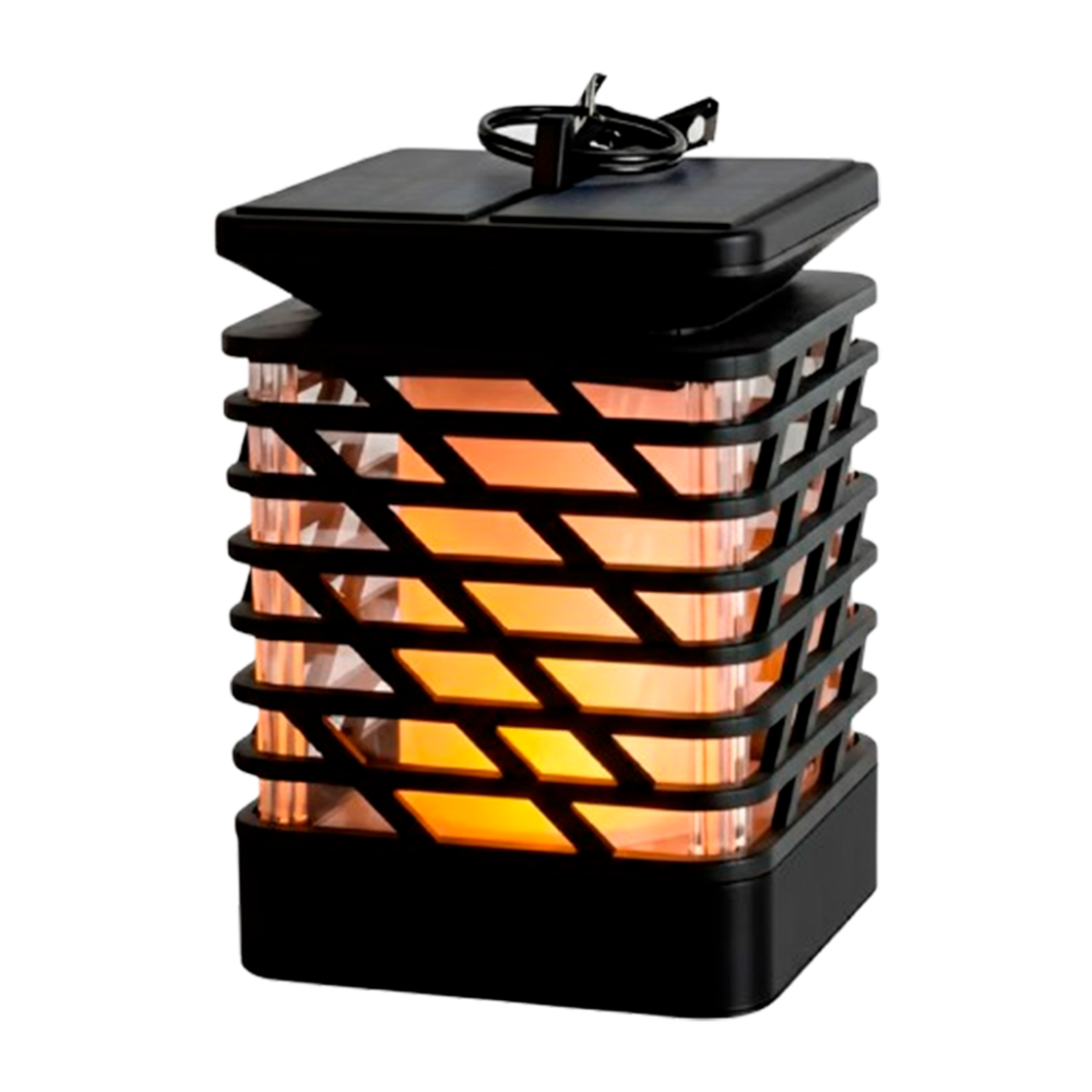 Farol Exterior Solar Led Fuego Calida Aplique Pared Jardin