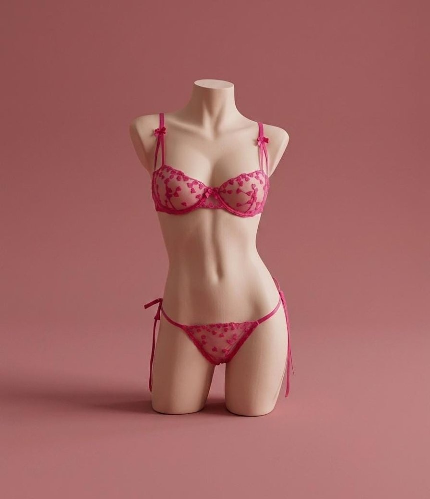 L Encaje Rosa Corazones S