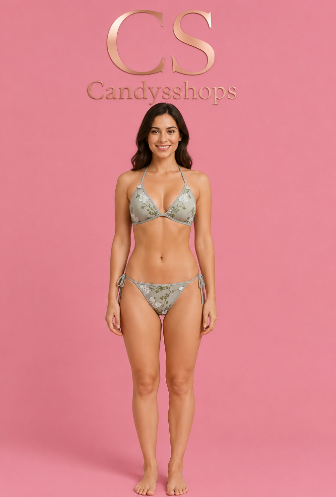 L Conjunto Floral Gris S