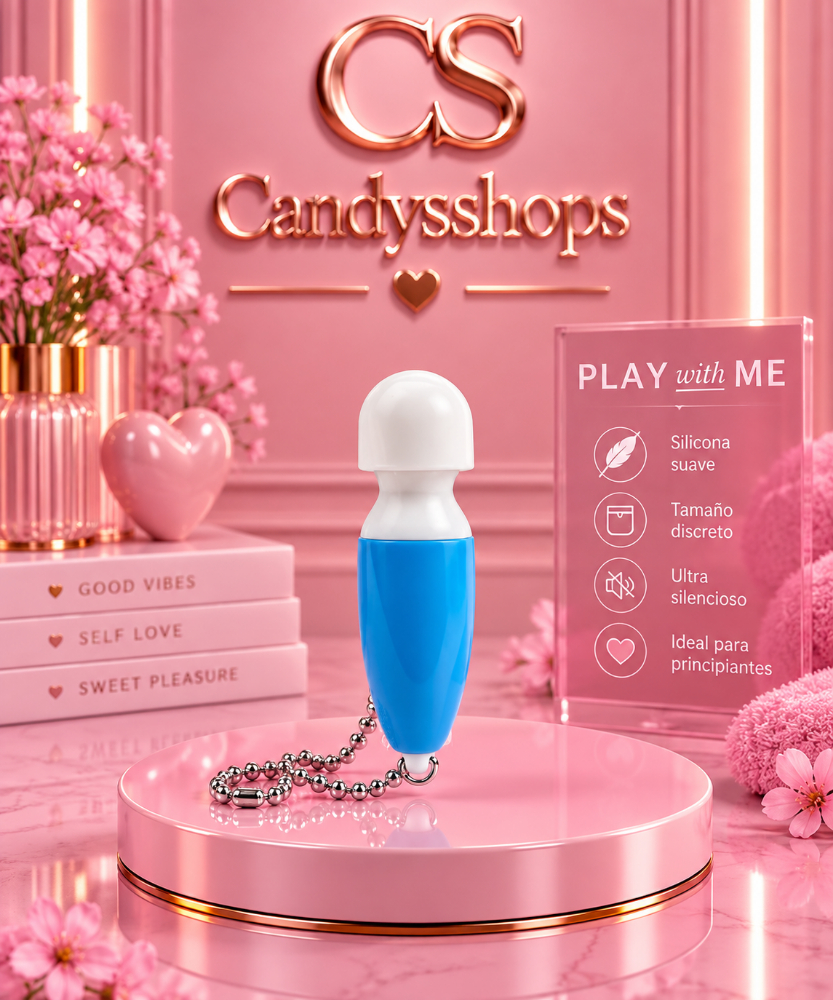 Mini vibrador azul con cadena