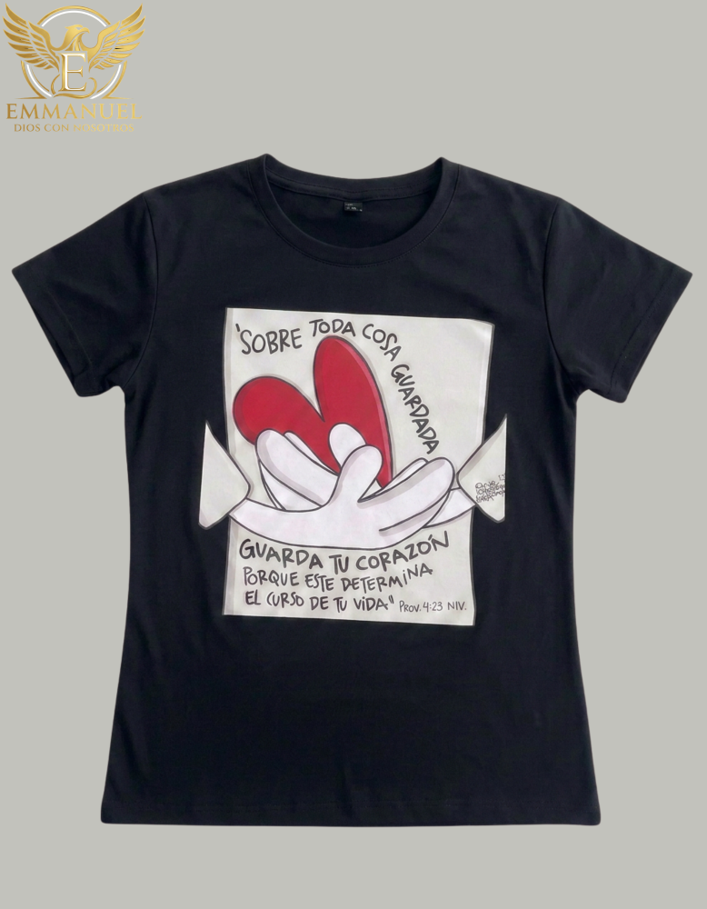 Camiseta Negra de Mujer piel de durazno