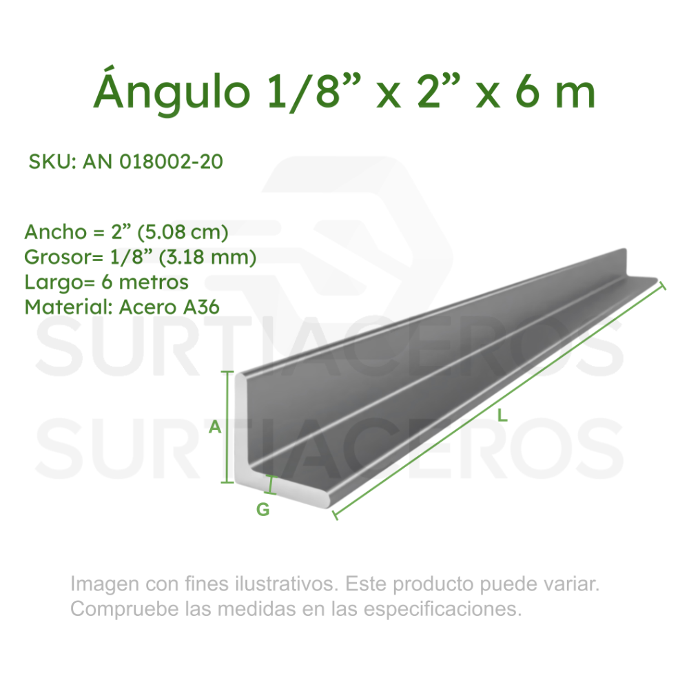 ANGULO 2 X 1/8 LEG ROJO