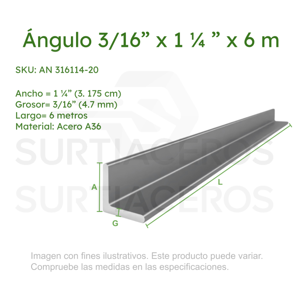 ANGULO 1 1/4 X 3/16 LEG AZUL