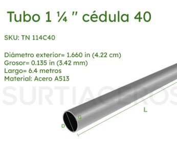 TUBO 1 1/4 C20 REDONDO  Coll Rolled VERDE