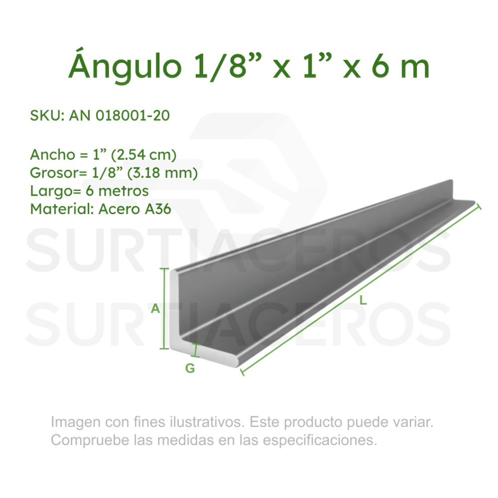 ANGULO 1 X 1/8 MM AMARILLO