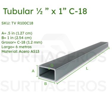 TUBO 1/2 X 1 C20  Coll Rolled VERDE