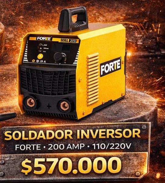 SOLDADOR INVERSOR PORTA ELECTRODO de 200 Amperios 110/220 MARCA FORTE