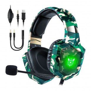 Headset P2 Onikuma K8 Green Camuflado – 40mm / 3.5mm + USB / Mic