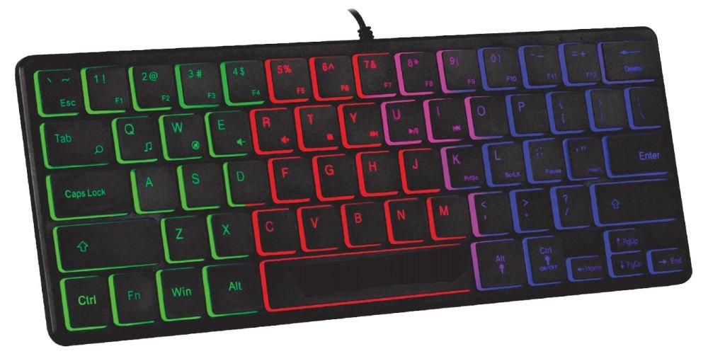 Teclado Mini Sate AK-872 64 Teclas Rainbow USB Español