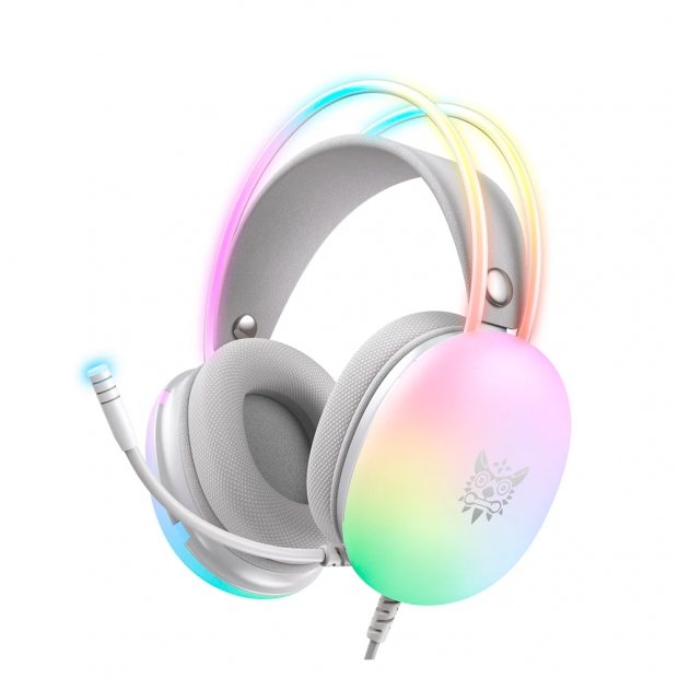 Headset P2 Onikuma X25 White – RGB / 3.5mm + USB / Mic