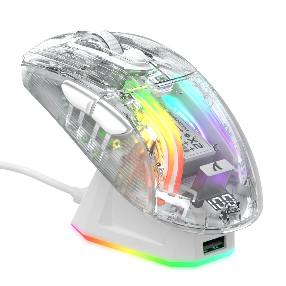 Mouse Gamer Inalámbrico ATTACK SHARK X2 Pro – PAW3212 Trimodo (USB-C/BT/2.4GHz) WHITE