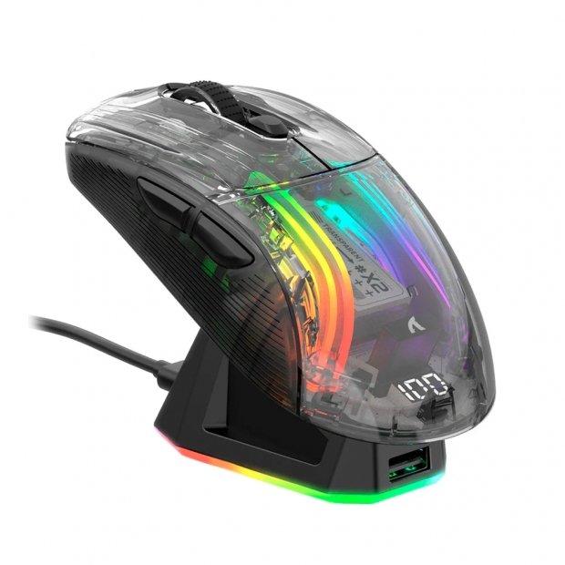 Mouse Gamer Inalámbrico ATTACK SHARK X2 Pro – PAW3212 Trimodo (USB-C/BT/2.4GHz) Black