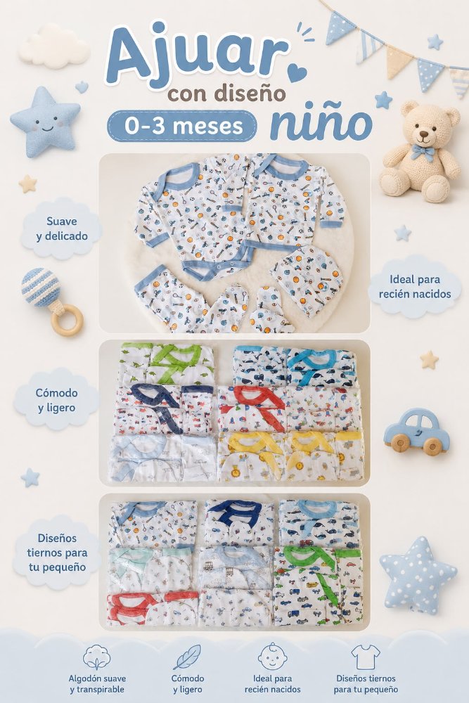 AJUAR CON DISEÑO NIÑO TALLA 0-3