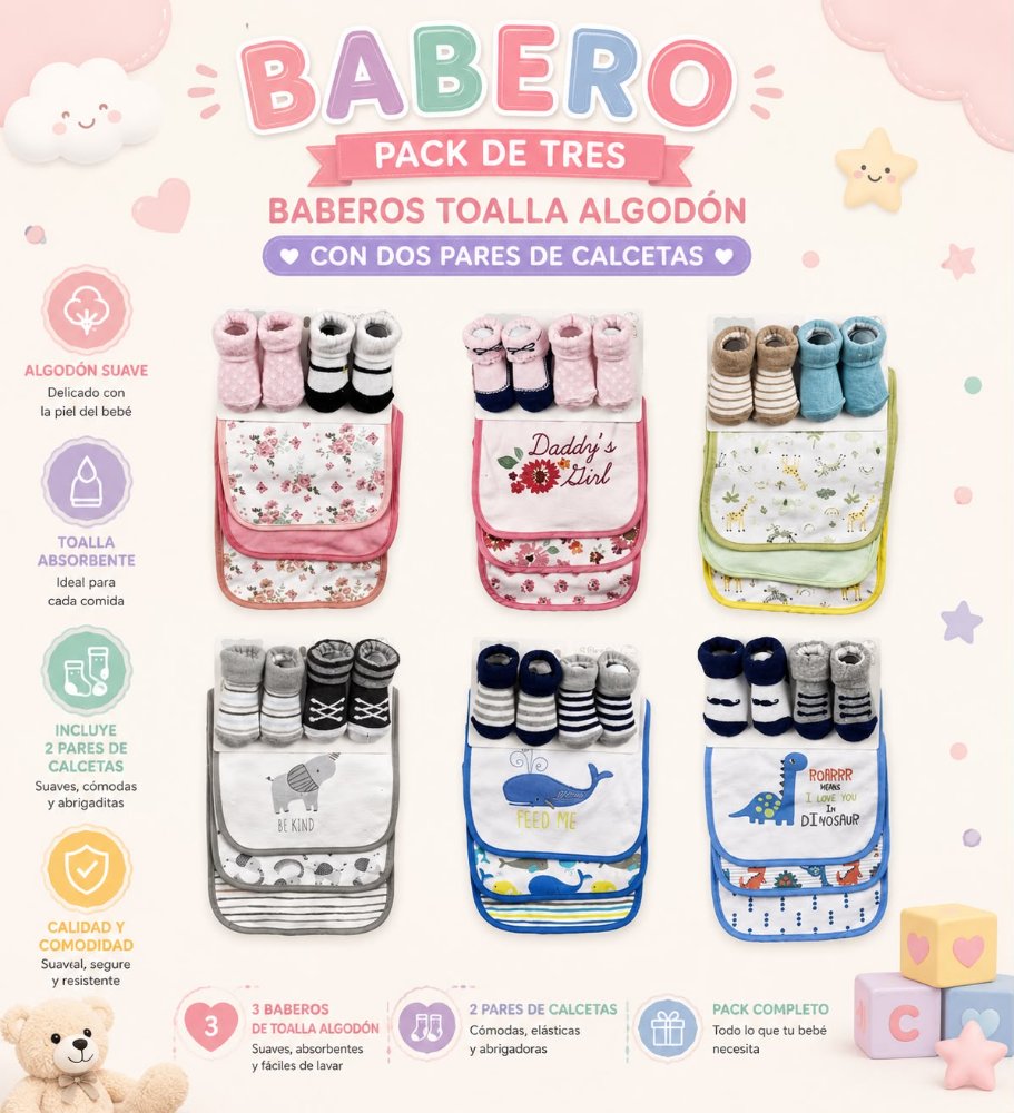 BABERO PACK DE 3+CALCETAS