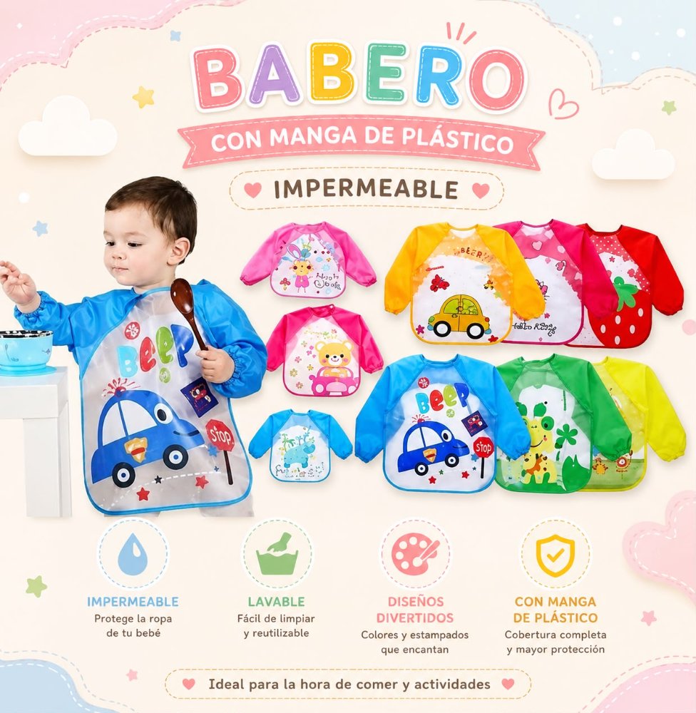 BABERO CON MANGA DE PLASTICO
