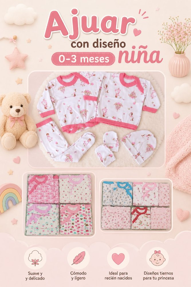 AJUAR CON DISEÑO NIÑA TALLA 0-3