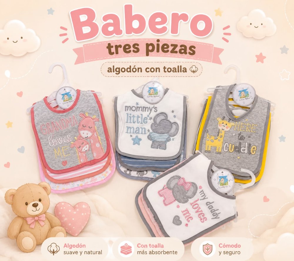 PACK DE 3 BABEROS