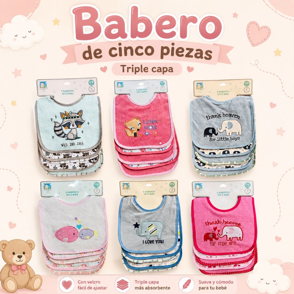 PACK BABERO 5 PCS IMPERMEABLE