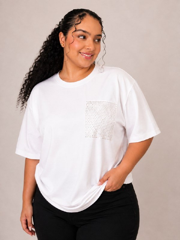 Camiseta con bolsillo brillante  0904