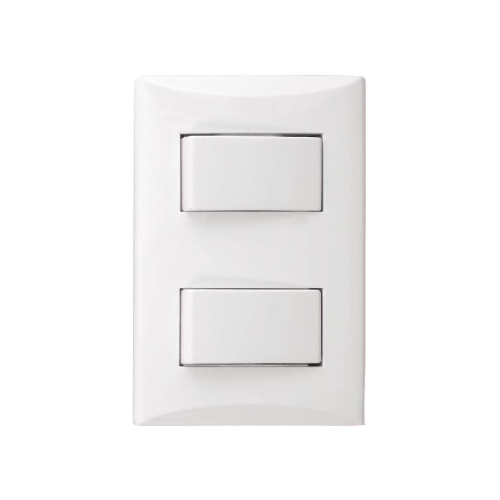 SWITCH DOBLE RESIDENCIAL BLANCO INTEGRADO PLATA