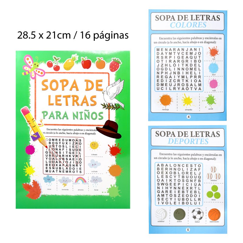 Libro de sopa de letras para niños