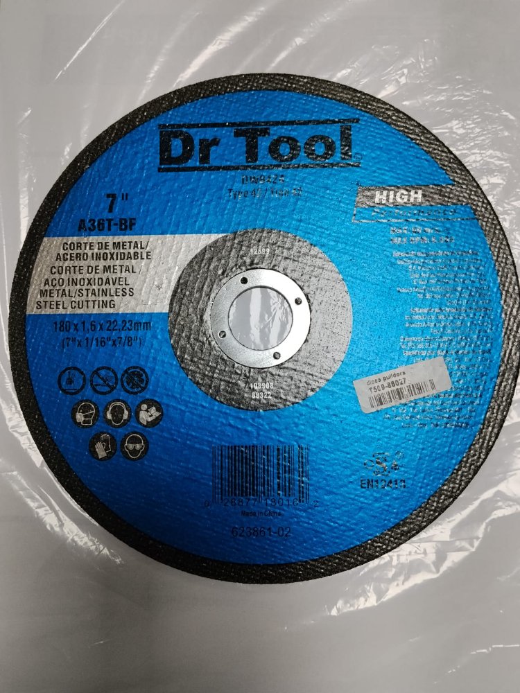 Disco para pulidora corte metal 7" 1/4 Dr tool