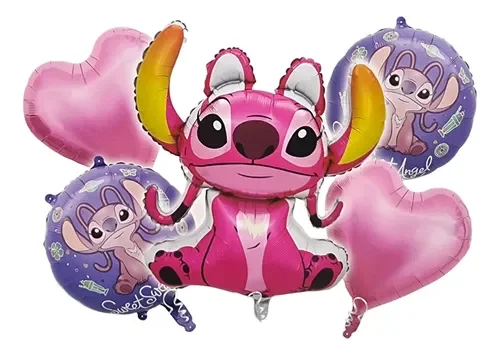 globo 5 pcs stich rosado
