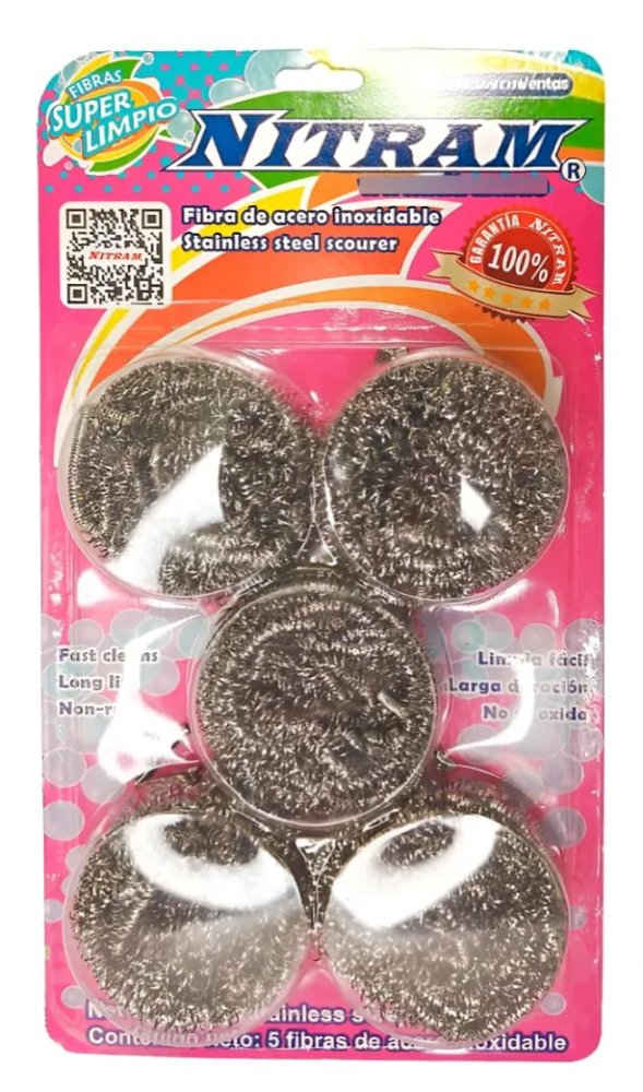 FIBRA ACERO PAQUETE CON 5 PIEZAS