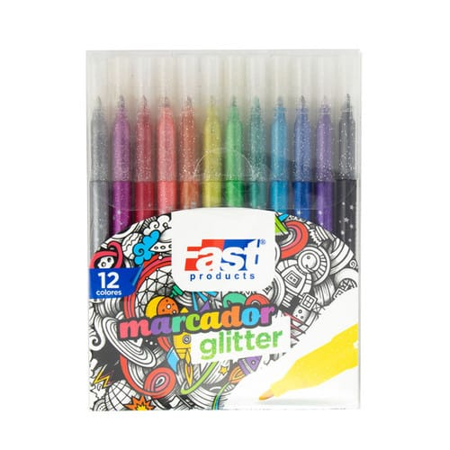 Estuche de marcadores Fast con Gliter 12 colores
