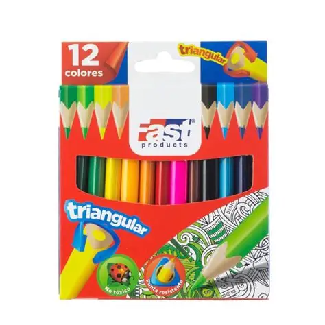 Caja de crayones de madera Fast 12 colores corto