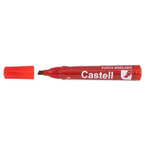 Marcador Castell Permanente punta Cuadrada Rojo