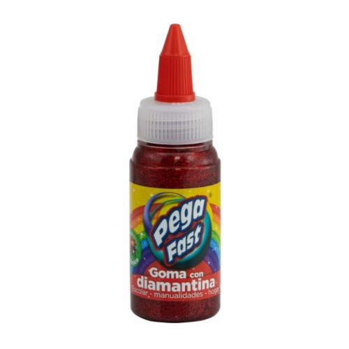 Goma con Diamantina Pega Fast Rojo