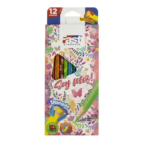 Caja de Crayones de madera Fast Diseño Femenino 12 colores