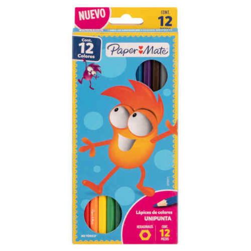 Caja de crayones Paper Mate largo 12 colores
