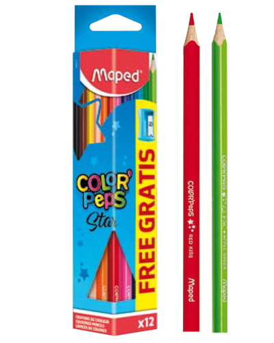Caja de crayones MAPED 12 colores largo