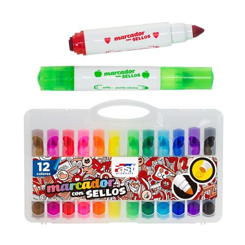 Estuche de marcadores Fast con Sello 12 colores