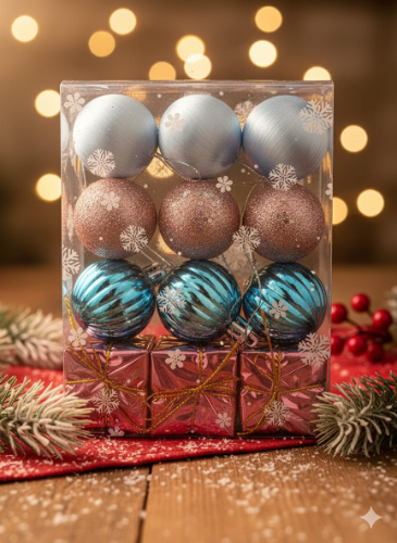 Caja de esferas navideñas 12 unidades