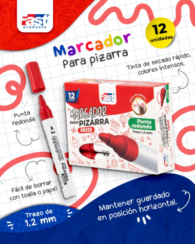 Marcador de Pizarra Fast Desechable Rojo