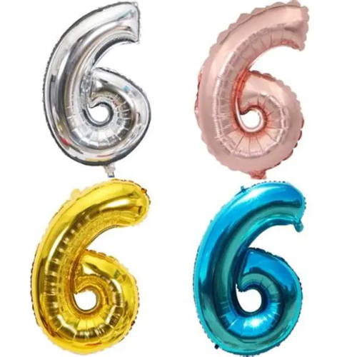 Numero Inflable metalizado 16" número 6
