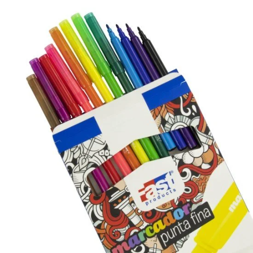 Marcadores en estuche Fast punta Fina 24 colores
