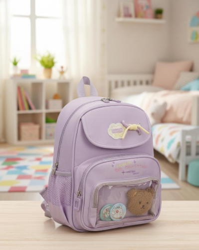Mochila Juvenil Colores Pastel con accesorios