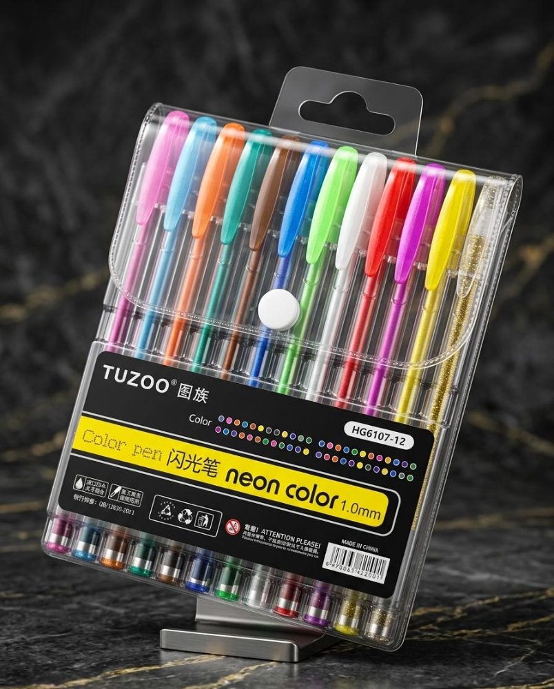 Paquete de Lapiceros de Gel Brillantes 12 colores
