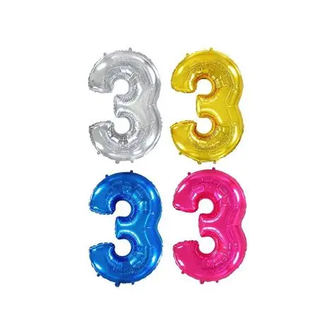 Numero Inflable metalizado 16" número 3