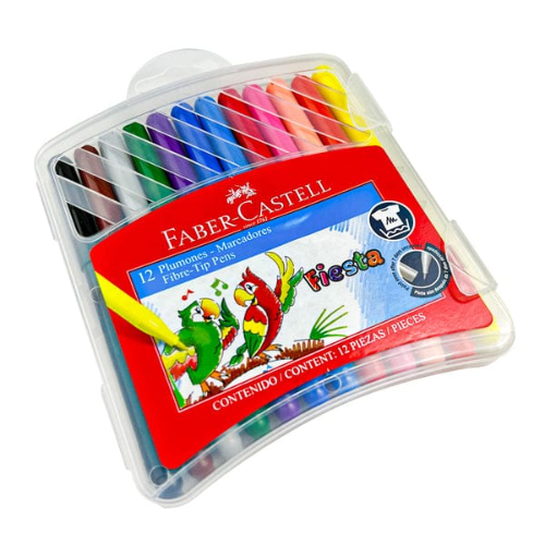 Estuche de marcadores Faber Castell en estuche Plastico 12 colores