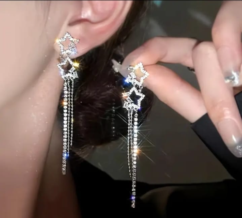 Aretes Diseño Estrellas con Colgante