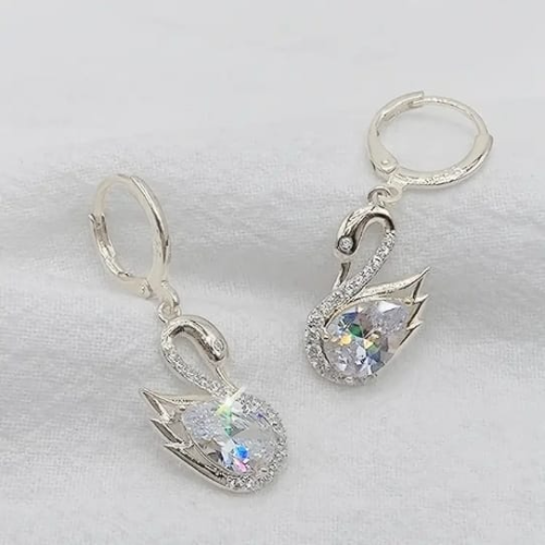 Aretes para dama diseño Cisne con pedrería