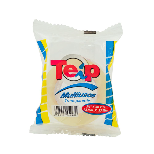 Tape Escolar Sellado Teip 1/2" 27 yardas transparente
